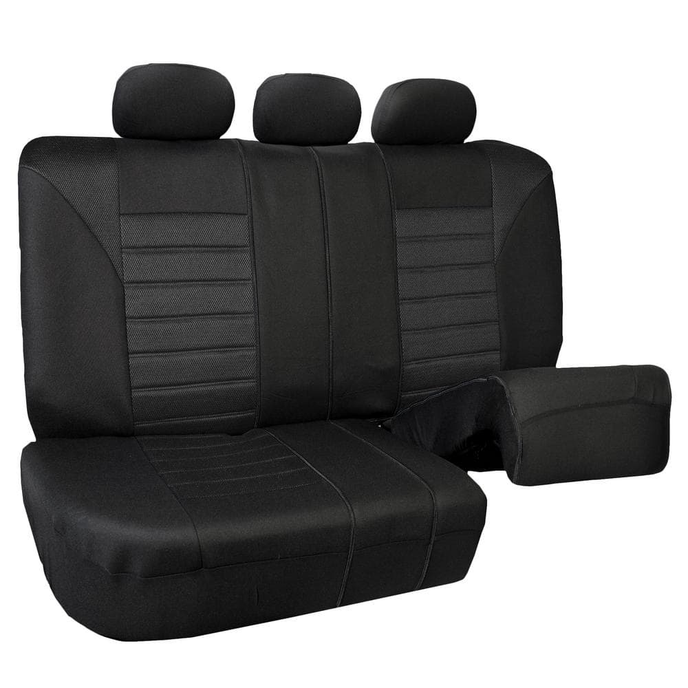 FH Group Premium 3D Air Mesh 47 in. x 23 in. x 1 in. Air Bag Compatible Full Set Car Seat Covers DMFB068BLACK115