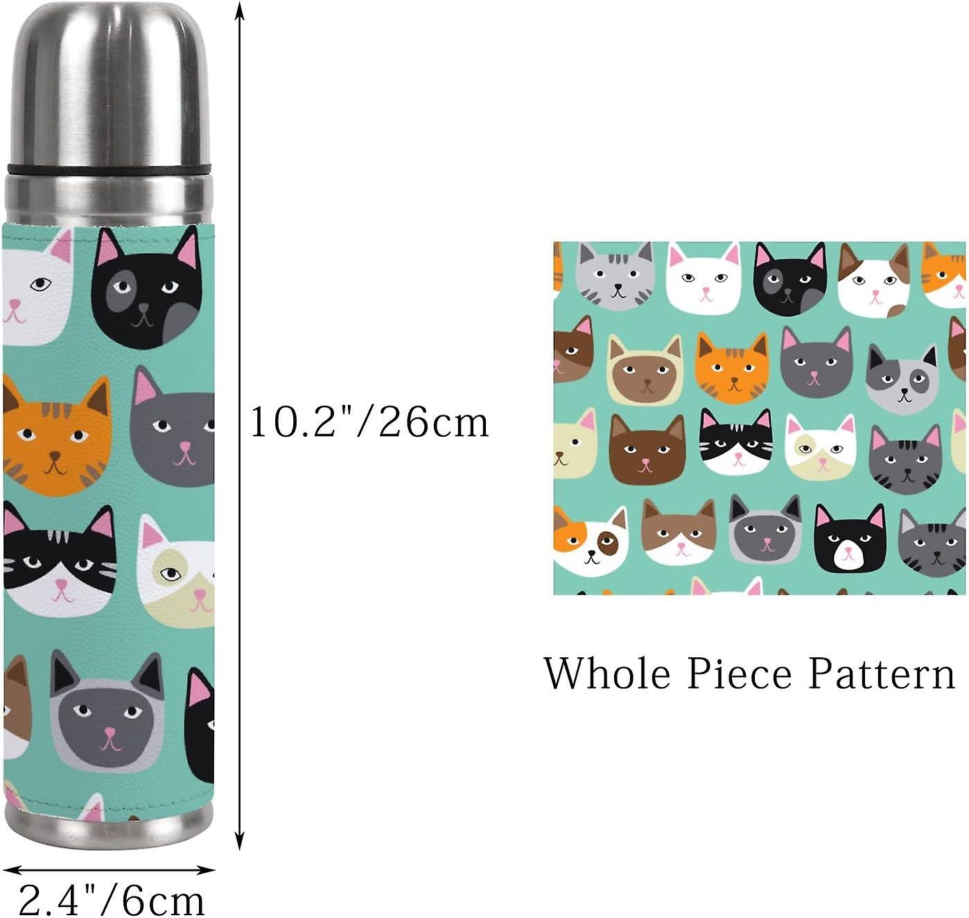 Insulated Mug Stainless Steel Water Bottle Lovely Animals Face Vacuum Cup Travel Mug For Travel School Office