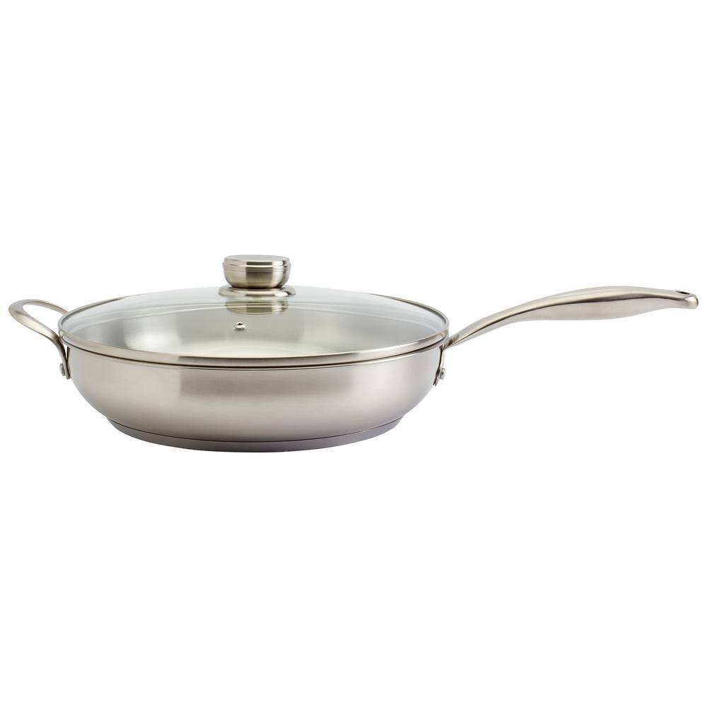 Frigidaire 12 in. Silver Stainless Steel Assist Handle Induction Ready Frying Pan with Lid FR-14883-EC