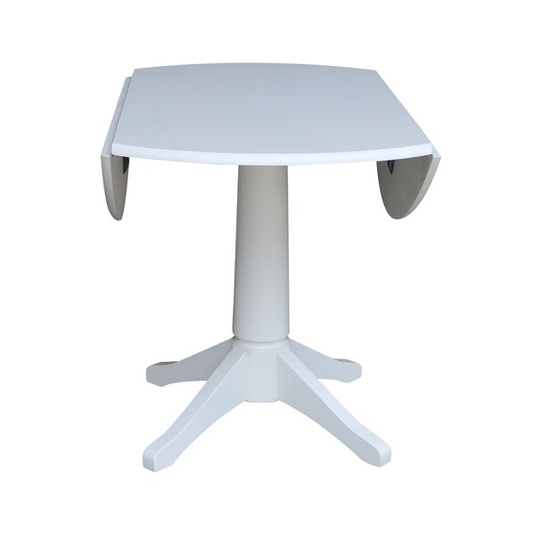 42 in Round Top Dual Drop Leaf Pedestal Table - White