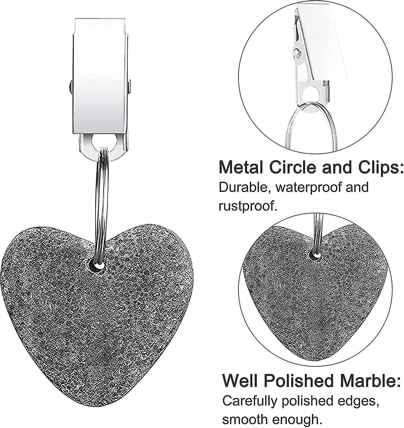 Tablecloth Weights Clips， Tablecloth Weights Heart Shape Stone Tablecloth Weights Metal Clip For Outdoor Picnic Family Dinner Table Decoration (gray)6