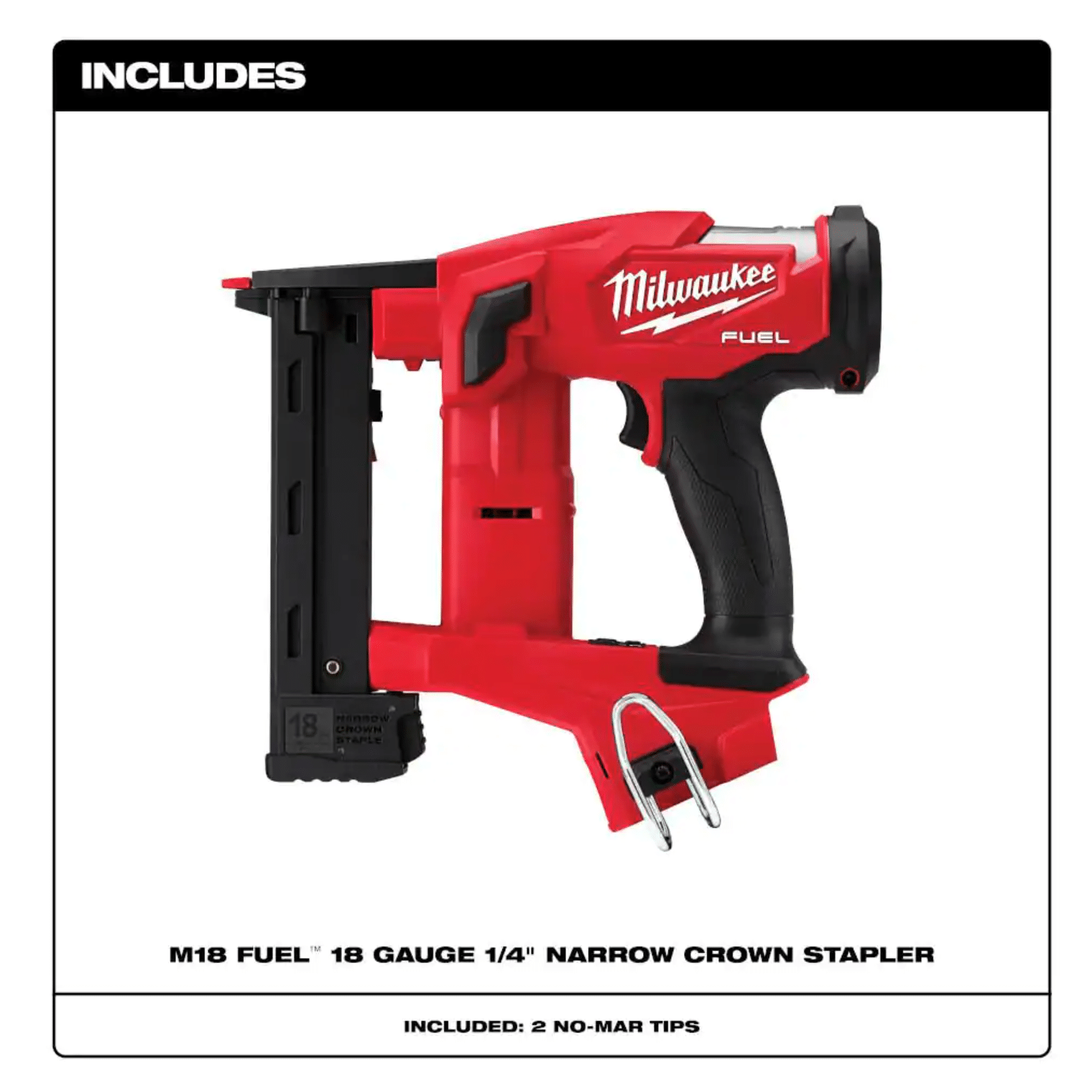 Milwaukee M18 Fuel 18-Volt Lithium-Ion Brushless Cordless 18-Gauge 1/4 in. Narrow Crown Stapler， Tool-Only (2749-20)