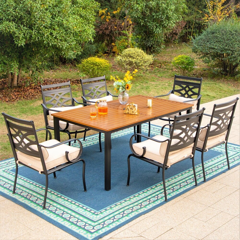 7/5 piece Patio Dining Set  6 Metal Patio Dining Chairs and 1 Metal Dining Table