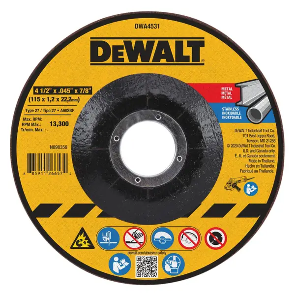 DEWALT 4-1/2x.045x7/8 T27 Metal Cut-Off Wheel