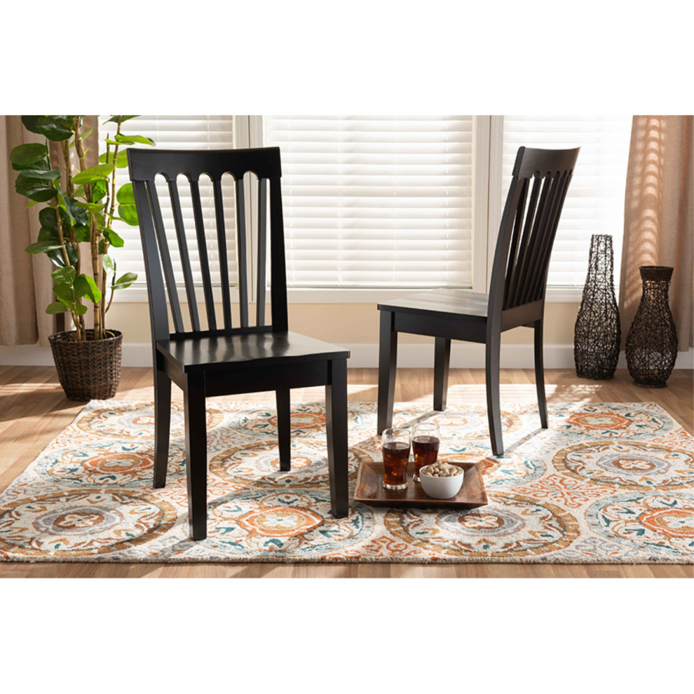 Minette Dark Brown Finished Wood 2 Piece Dining Chair Set   Transitional   Dining Chairs   by GwG Outlet  Houzz