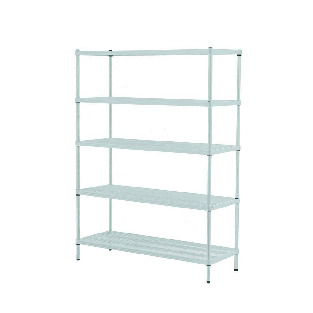 Design Ideas MeshWorks Sage Green 5-Tier Steel Shelving Unit (47 in. W x 63 in. H x 18 in. D) 3419315