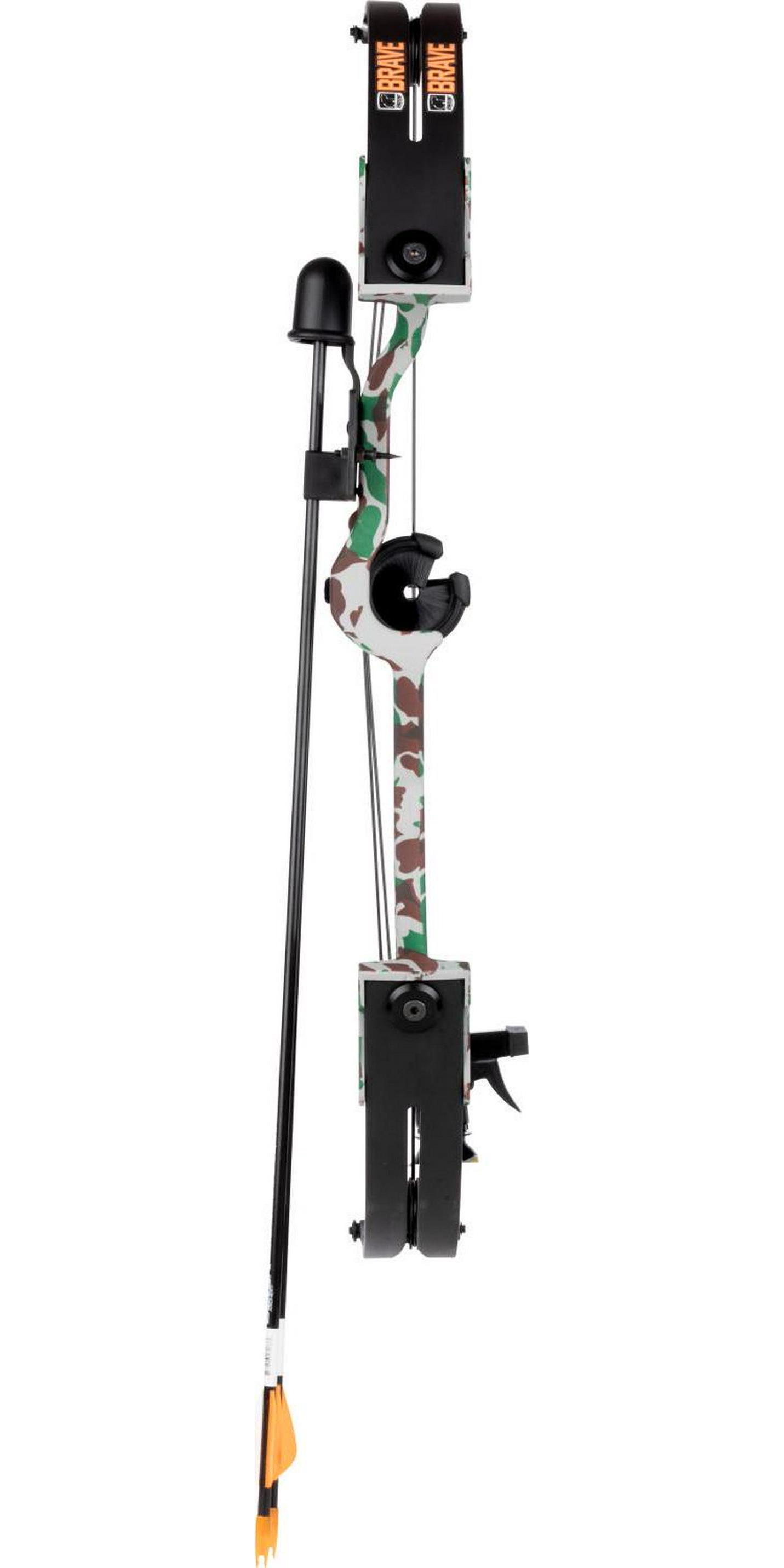 Bear Archery Brave Youth Bow Includes Whisker Biscuit， Arrows， Armguard， and Arrow Quiver Recommended for Ages 8 and Up a  Camo