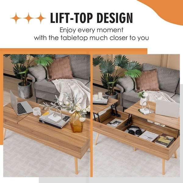 Costway 47'' Lift Top Coffee Table Central Table with Hidden - See Details