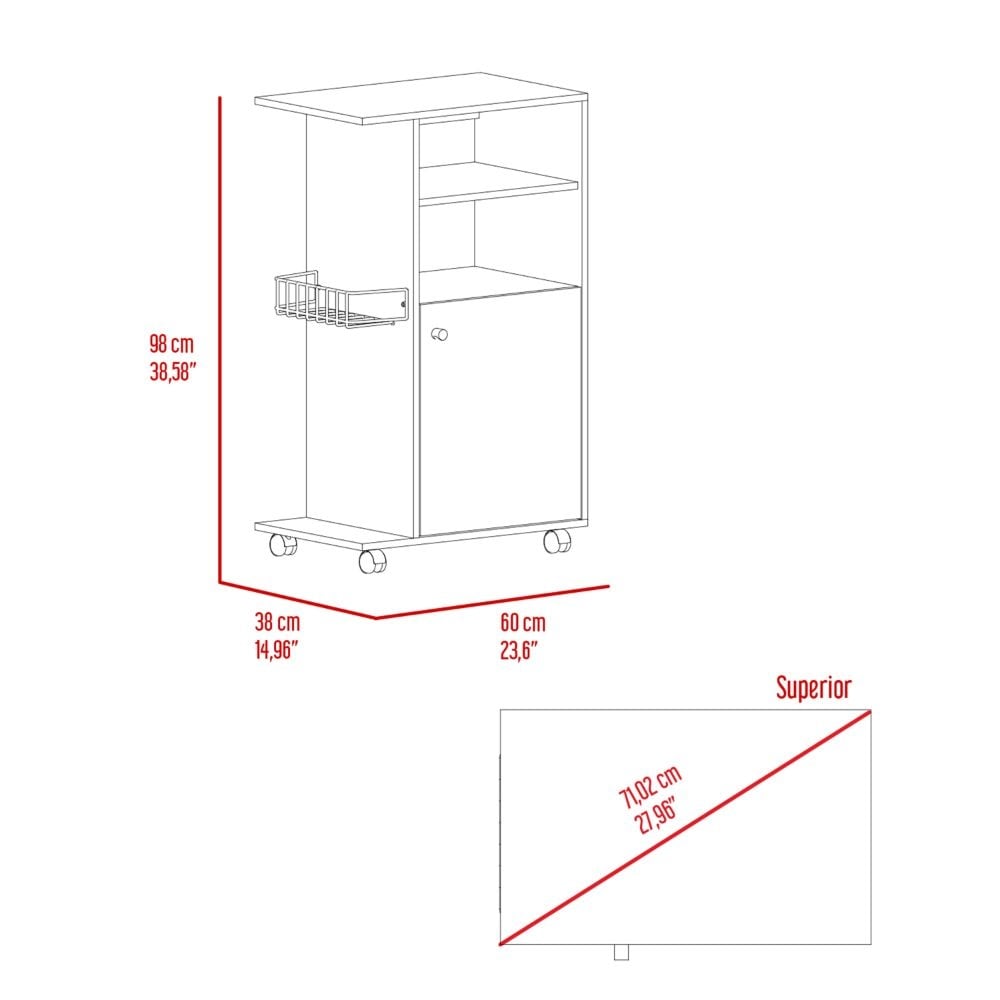 Rack Tall Kitchen Cart Service Cart on Lockable Wheels with Single Door Cabinet 4 Casters Placed Spice Rack   Wine Storage