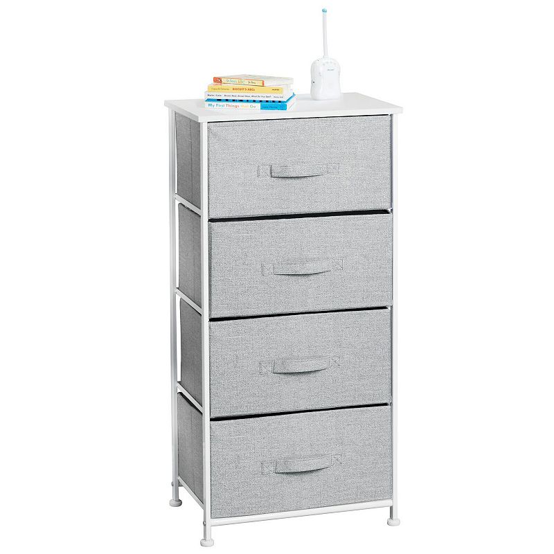 mDesign Tall Dresser Storage Tower Stand with 4 Removable Fabric Drawers