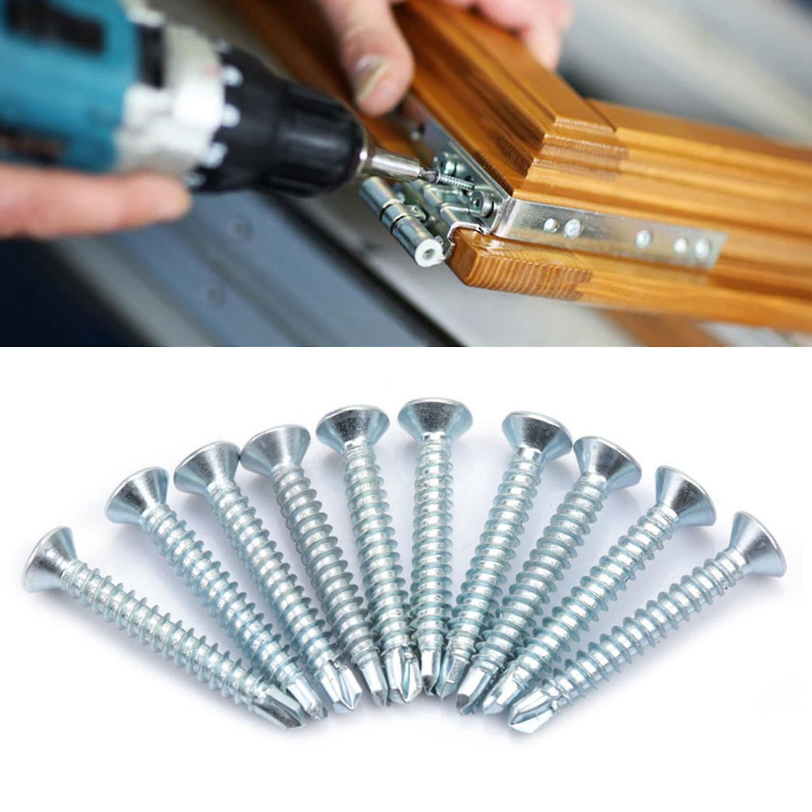 50pcs M4.2 Flat Head Self drilling Self tapping Screws Drilling Tail Screw Set (M4.2*50)
