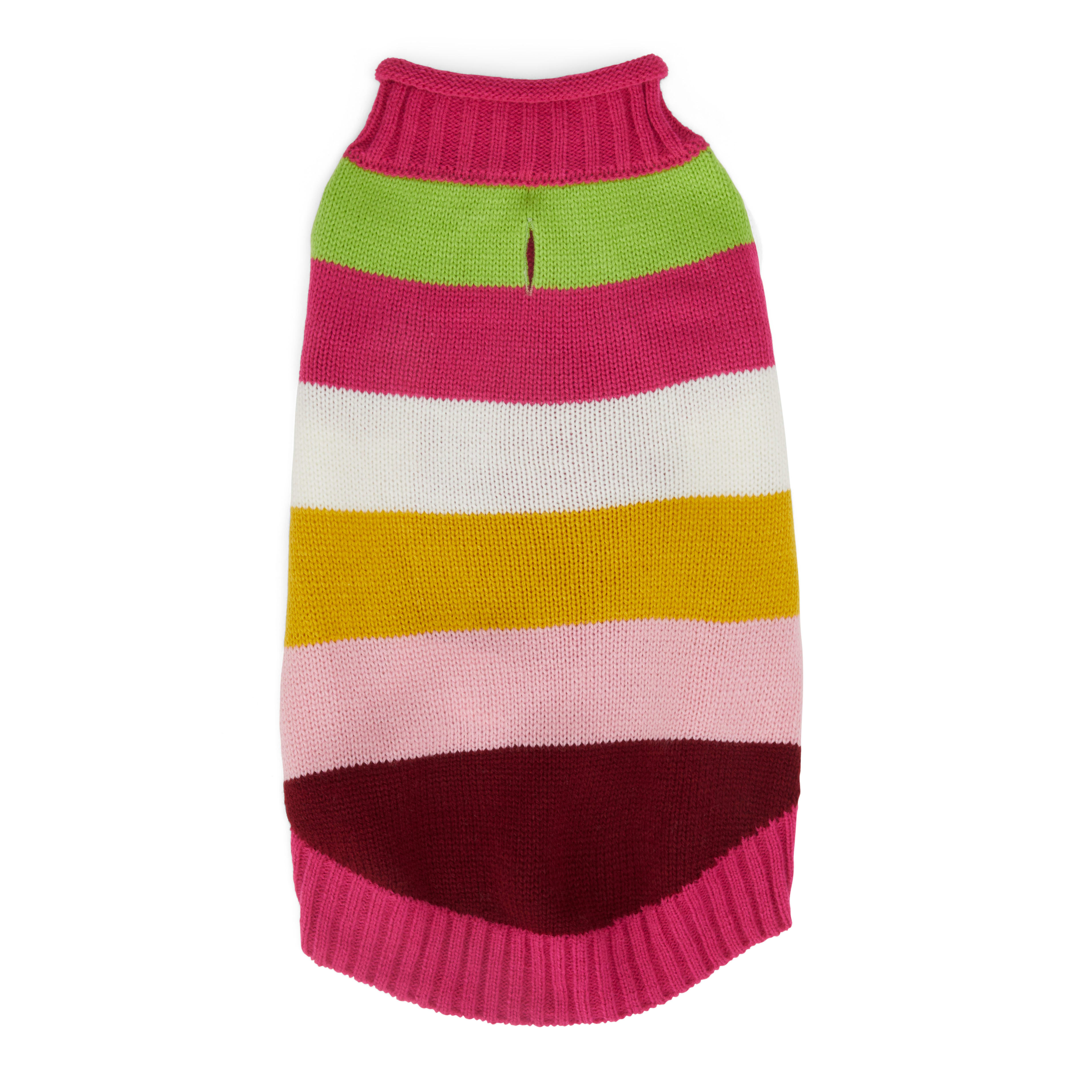 YOULY The Artist Pink  Multicolor Striped Dog Sweater， 3X-Large