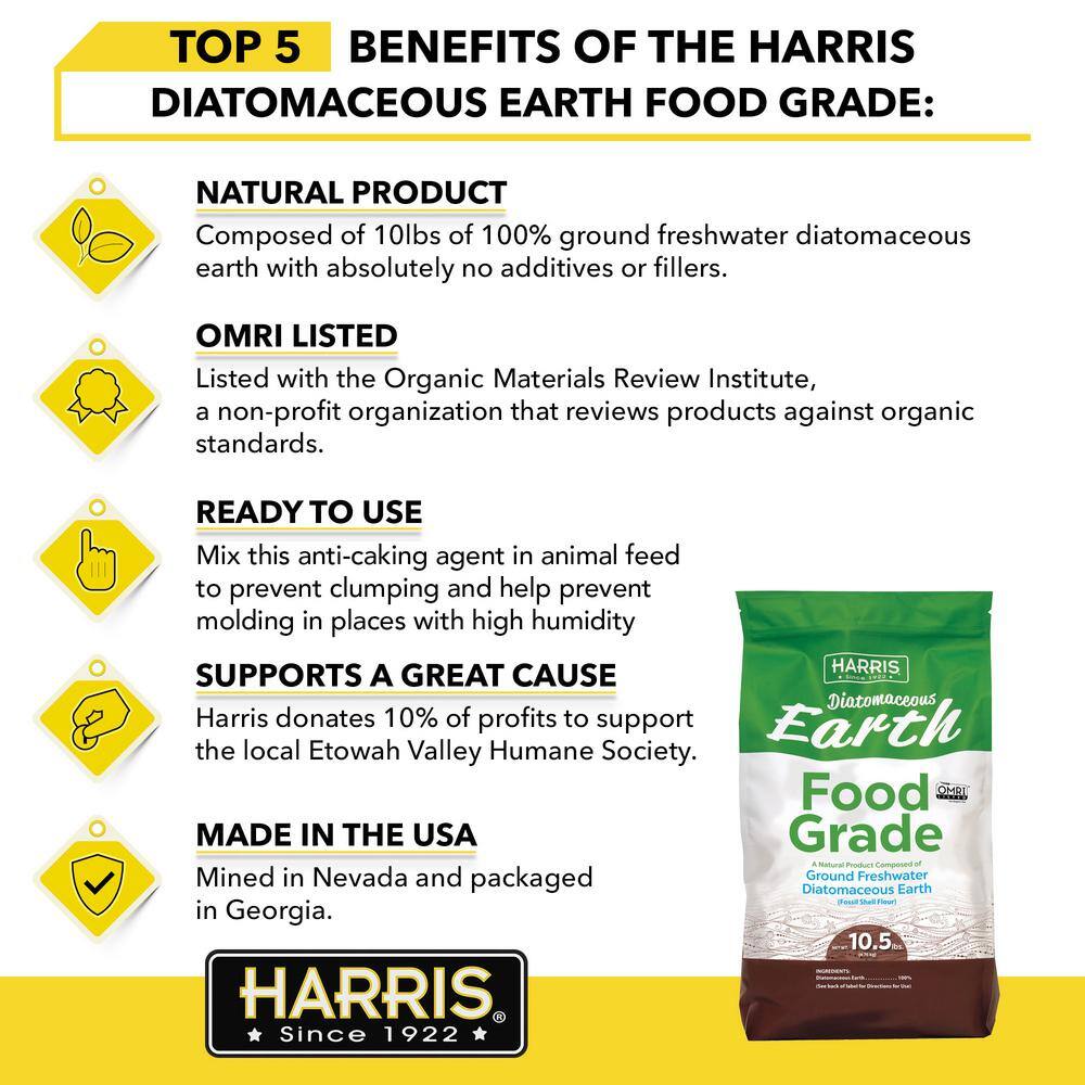 Harris 10.5 lbs. Diatomaceous Earth Food Grade 100% and Shaker Applicator Value Pack DEFG105-SHAKEIT