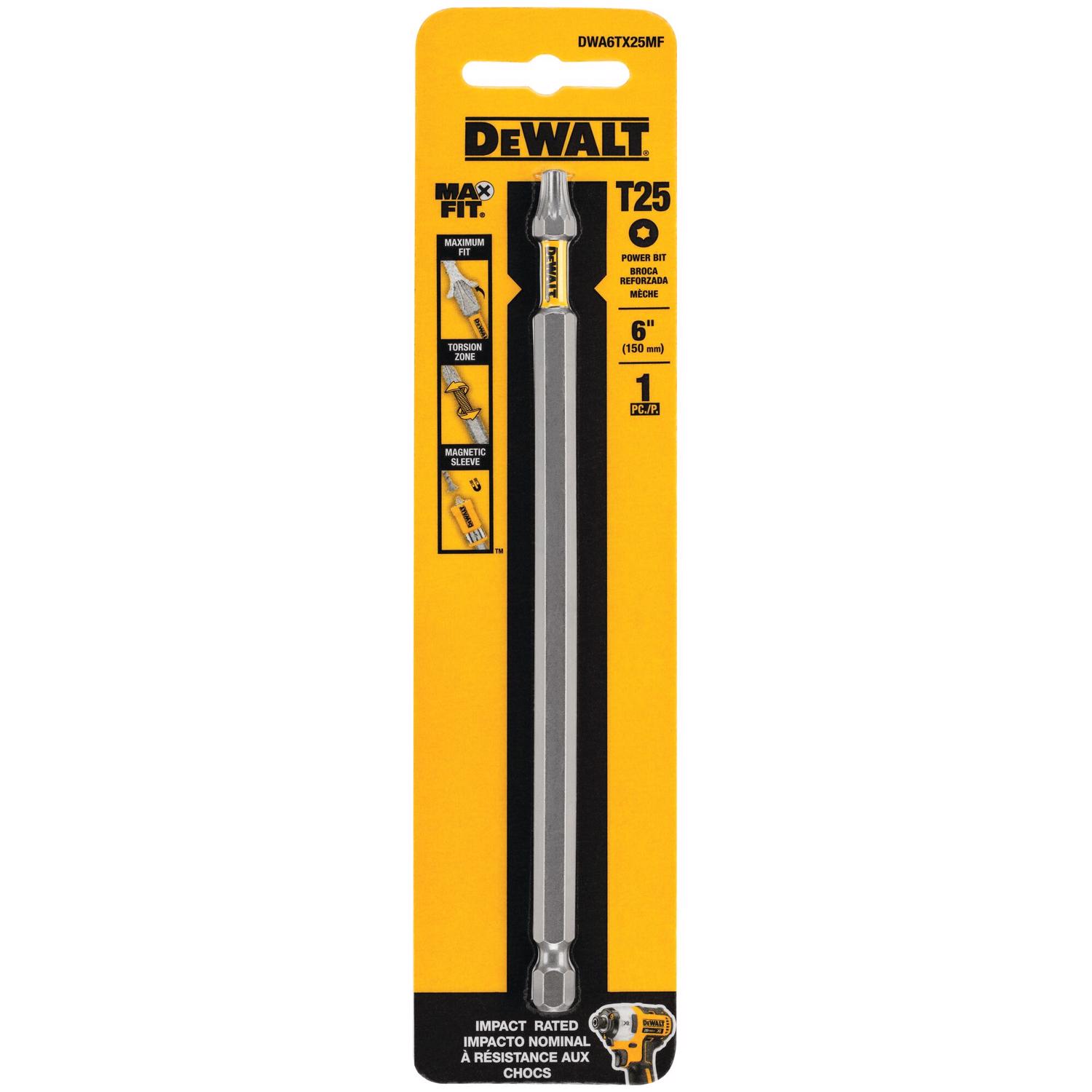 DW Maxfit Torx T25 X 6 in. L Screwdriver Bit S2 Tool Steel 1 pc