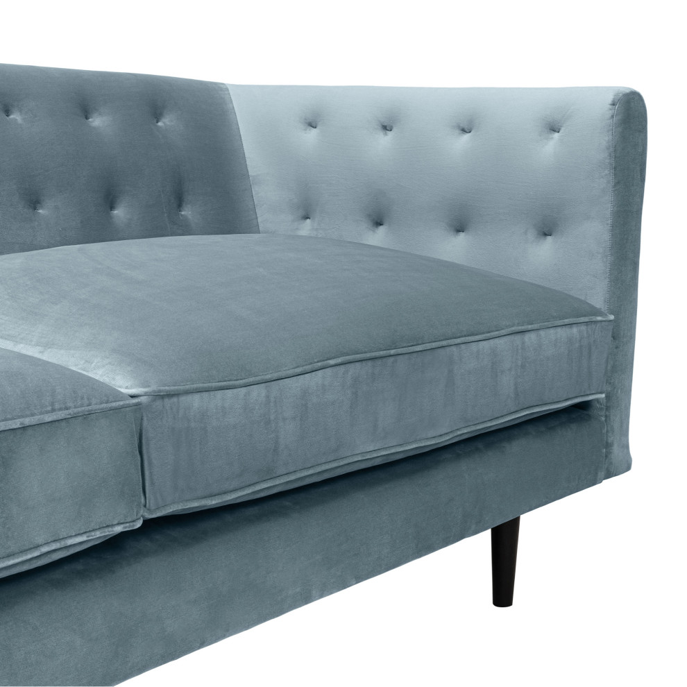 Annabelle 80 quotBluestone Velvet Sofa with Black Wood Legs   Modern   Sofas   by Armen Living  Houzz