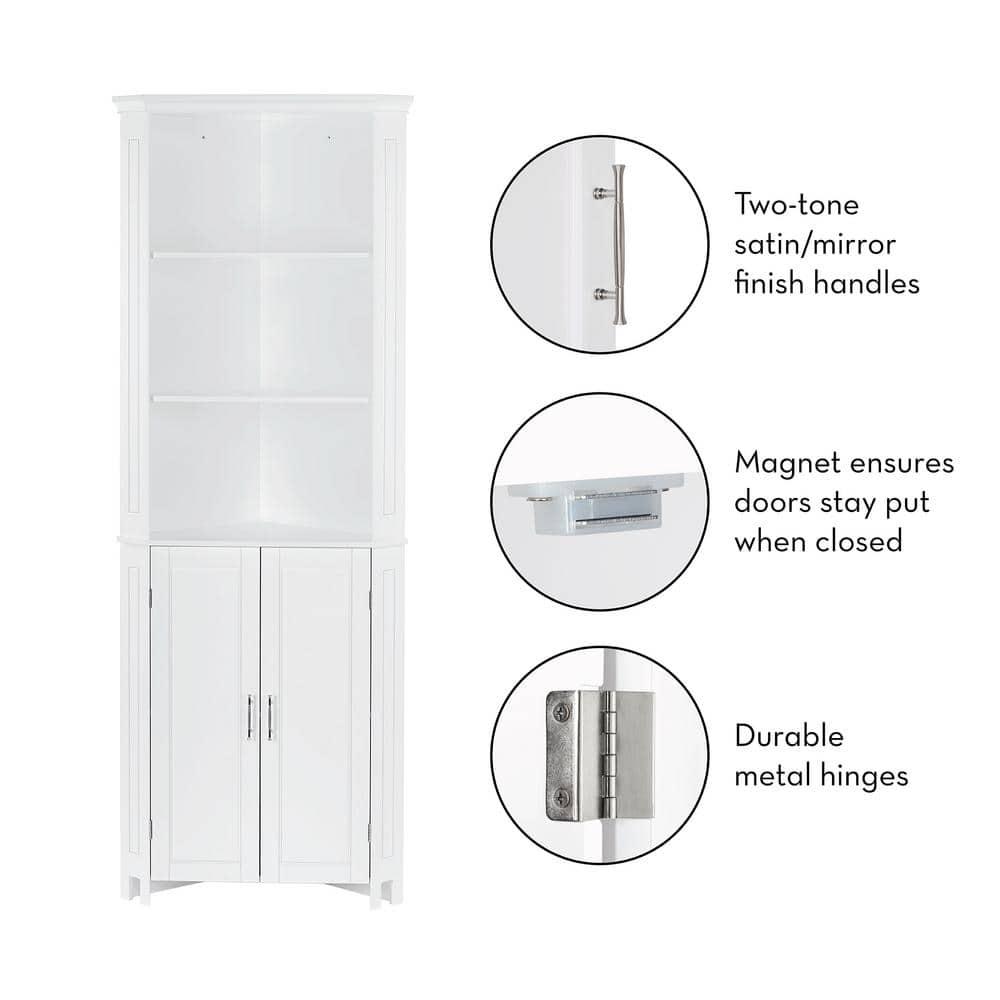 RiverRidge Home Somerset 26 in W x 1831 in D x 70 in H TwoDoor Corner Cabinet in White