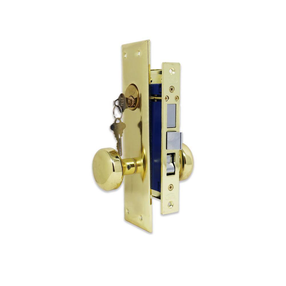 Premier Lock Brass Mortise Entry Left Hand Door Lock Set with 2.5 in. Backset 2 SC1 Keys and Swivel Spindle ML01N