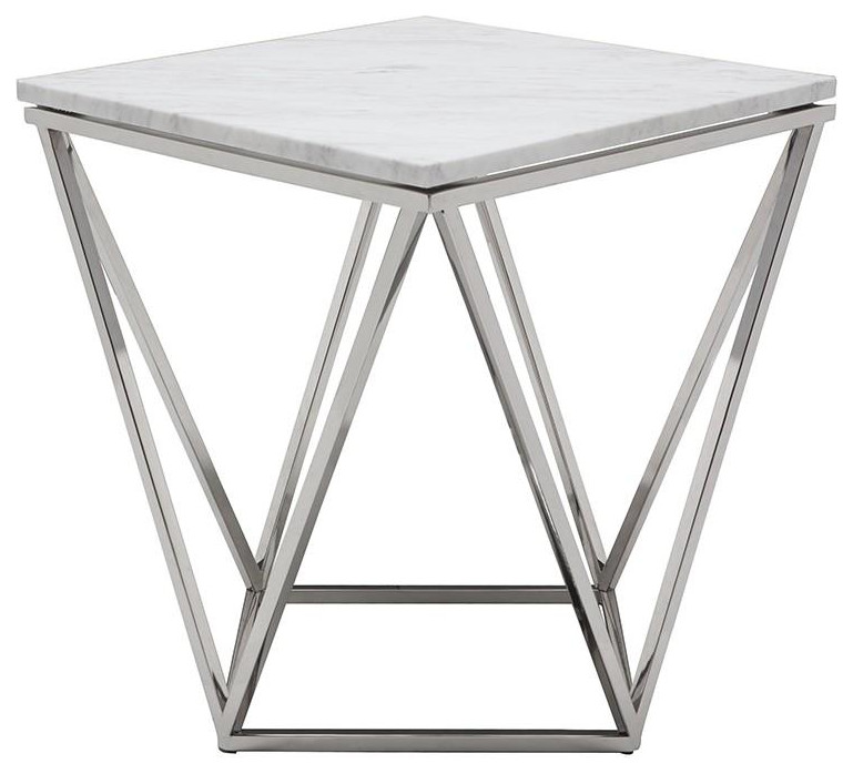 Jasmine Side Table Black Wood Vein Marble  Polished Stainless   Contemporary   Side Tables And End Tables   by Old Bones Co.  Studios  Houzz