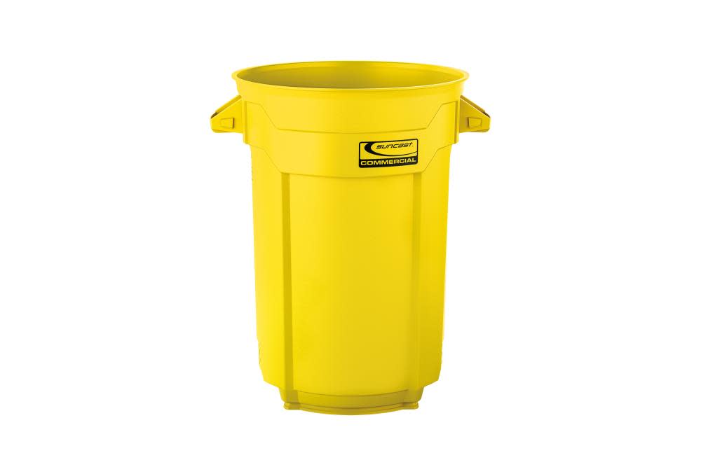 Plastic Utility Trash Can ; 44 Gallon， Yellow