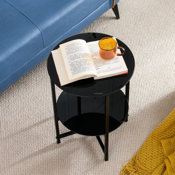 2- layer Tempered Glass End Table