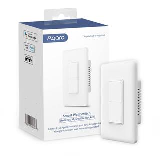 Aqara Smart Wall Switch (No Neutral Double Rocker) Requires Hub Remote Control and Timer for Home Automation WS-USC02