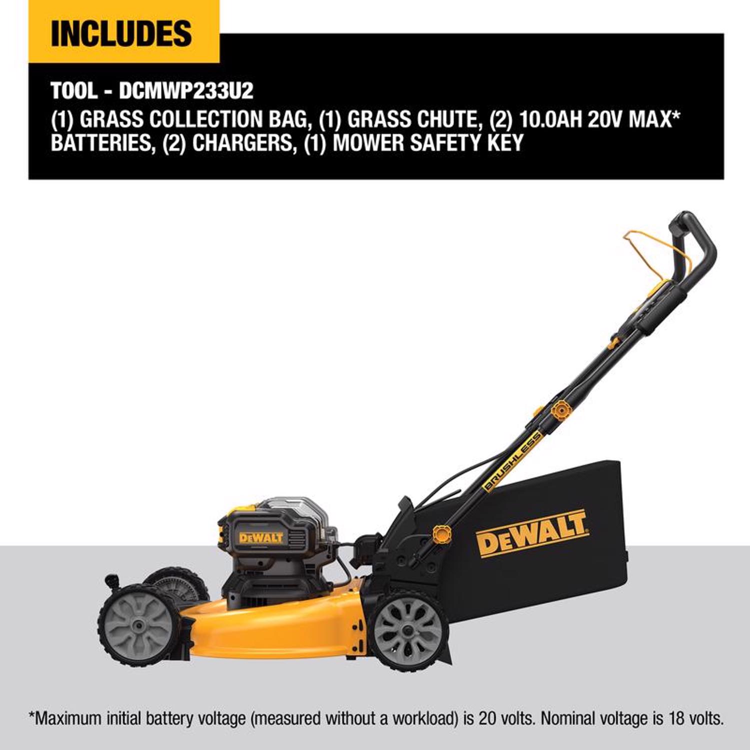 DeWalt 20V MAX DCMWP233U2 21 in. 20 V Battery Lawn Mower Kit (Battery \u0026 Charger)