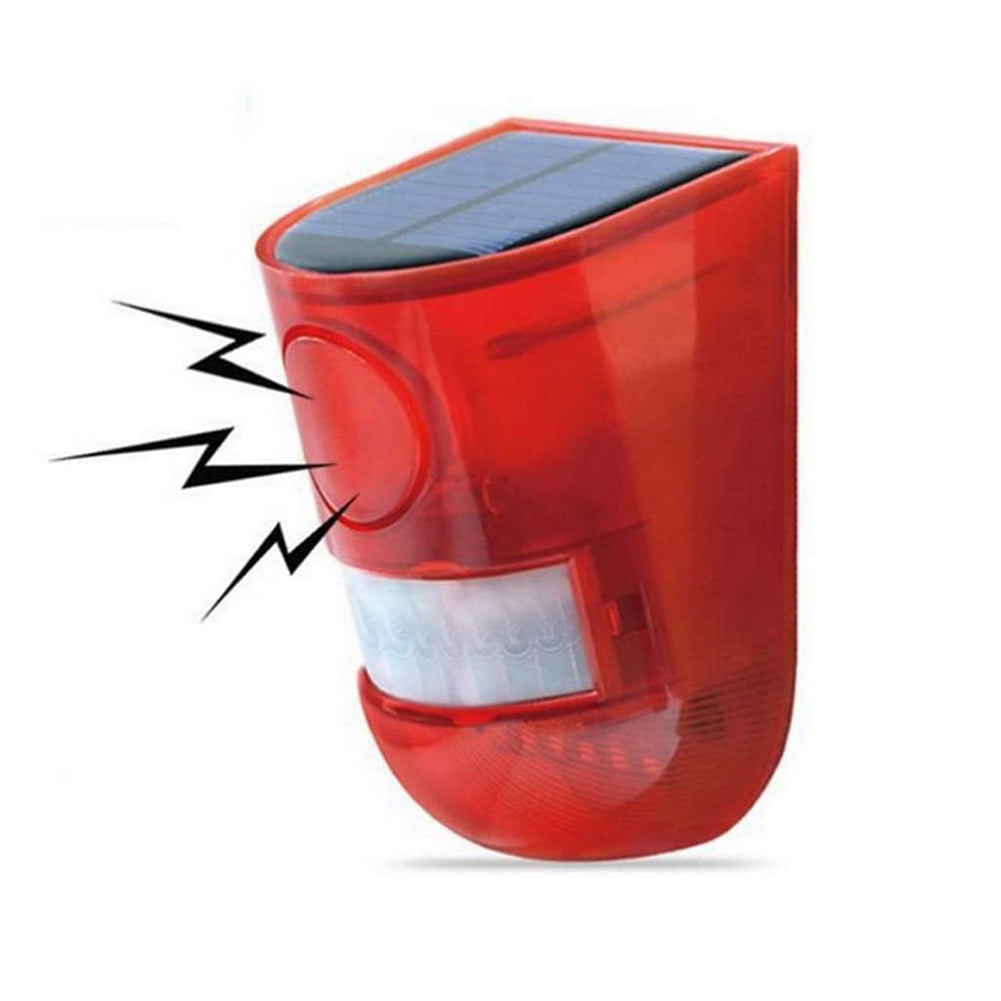 Aolyty Solar Motion Sensor Alarm LED Strobe Red Light with Sound Outdoor Security for Home Farm