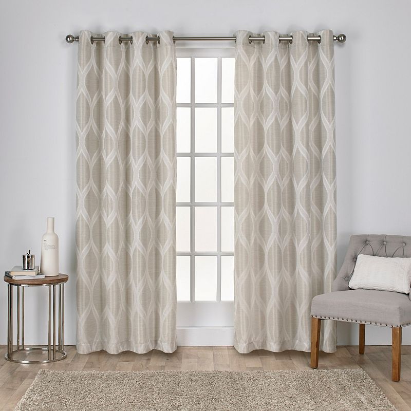 Exclusive Home 2-pack Montrose Ogee Geometric Textured Linen Window Curtains