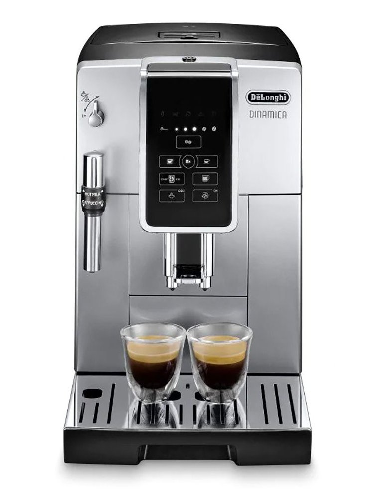 Delonghi Dinamica Silver Automatic Coffee Machine w/ Espresso and Iced Coffee Features