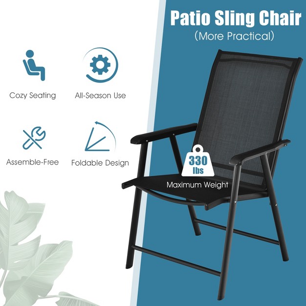 Tangkula 4pcs Patio Dining Chairs Lawn Chair With Armrest Portable Folding Chairs For Camping