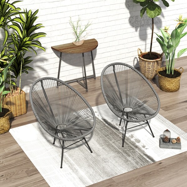 Corvus Sarcelles Acapulco Modern Wicker Bistro Chairs(Set of 2)