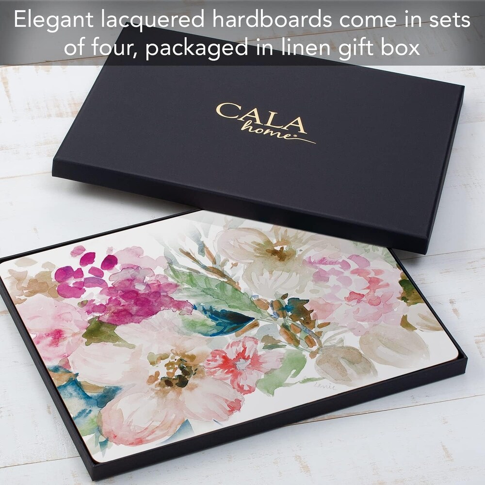 Fragrant Spring Premium Decorative Hardboard Cork Back Placemats 4 Pack Manufactured in The USA Elegant Heat Tolerant