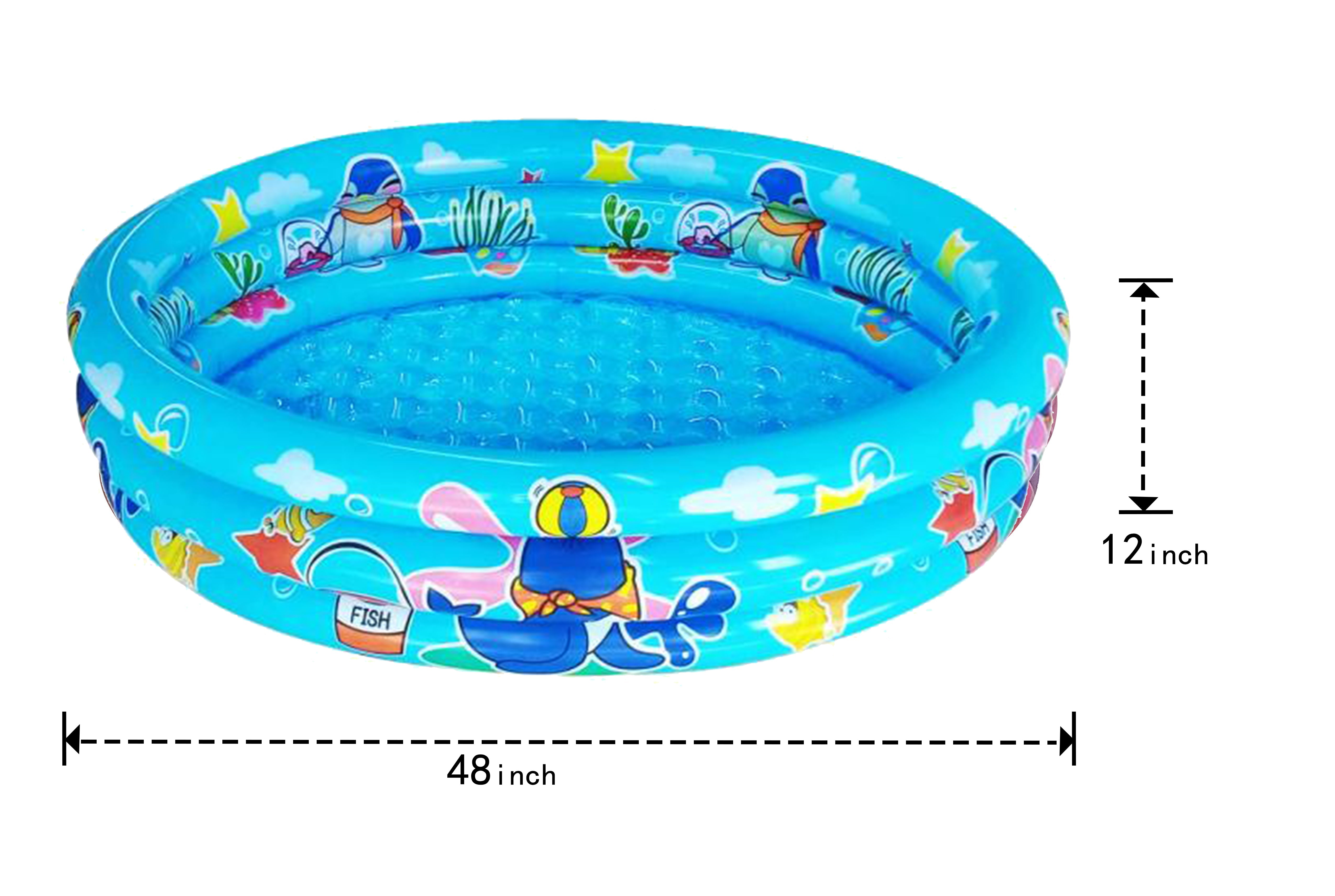 10Leccion Inflatable Kids Pool, Blue Swimming Pool for Toddler, Round Blow up Ball Pit Pool(48"*12")