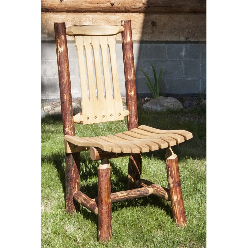 Montana Woodworks Glacier Country 18 quotTransitional Wood Patio Chair in Brown   Rustic   Outdoor Dining Chairs   by Beyond Stores  Houzz