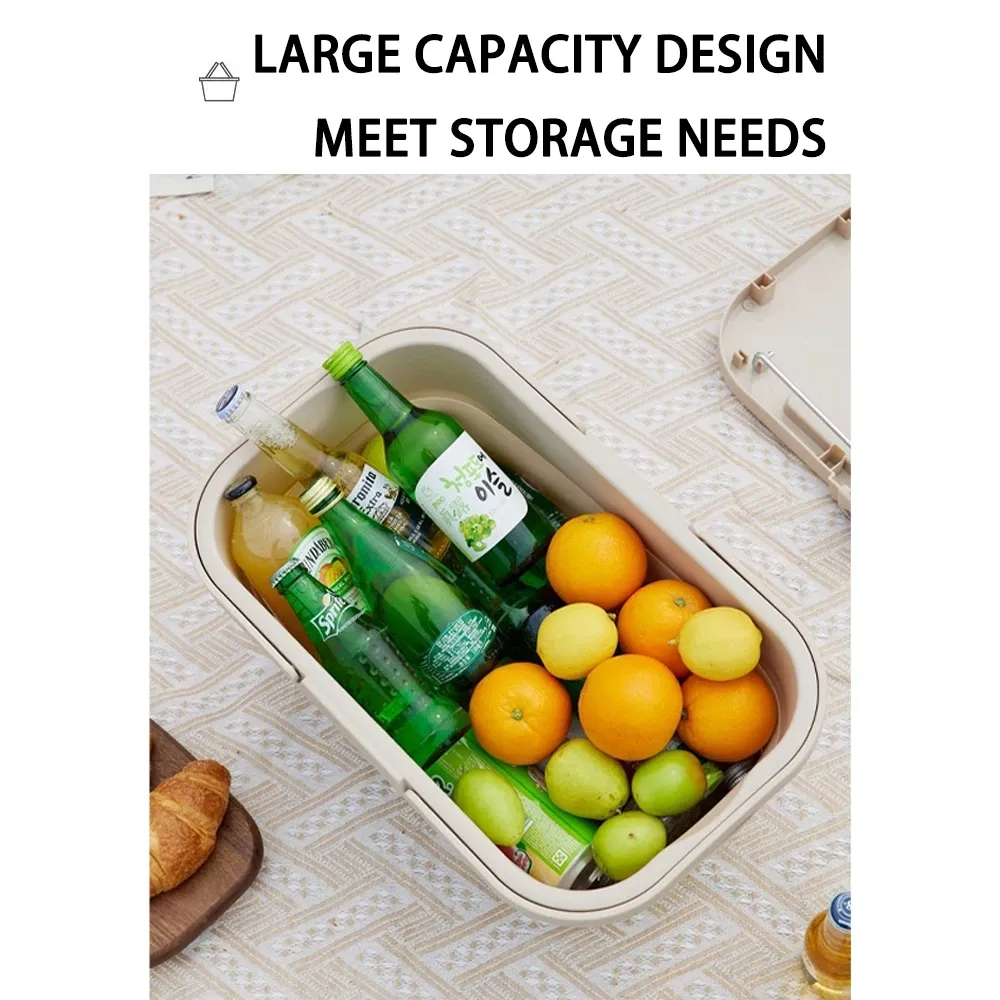 Folding Picnic Pouch Basket Camping Large Capacity Outdoor BBQ Fishing Aluminum Foil Storage Box Container