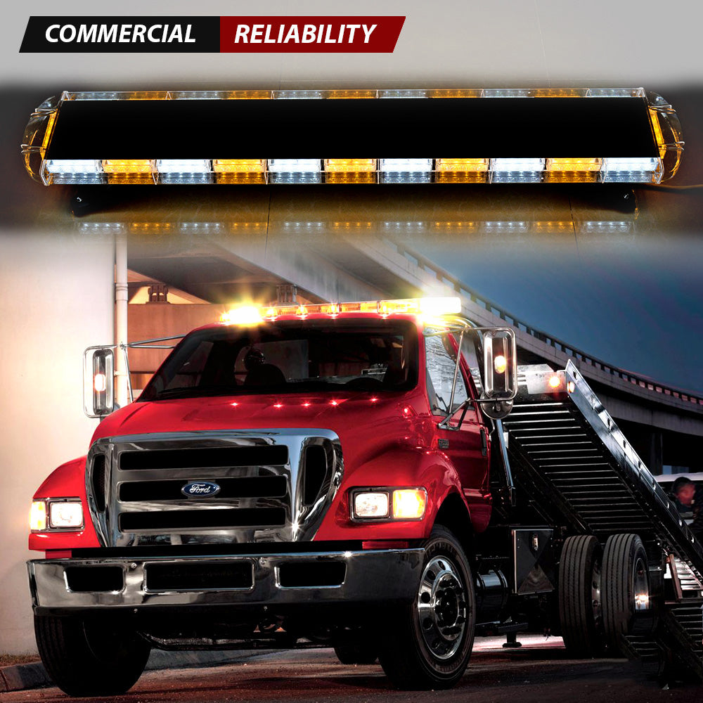 Astra Depot 51 Inch 96 LED Strobe Light Bar Amber White Emergency Beacon Snow Plow Tow Truck Vehicles Roof Top Mount