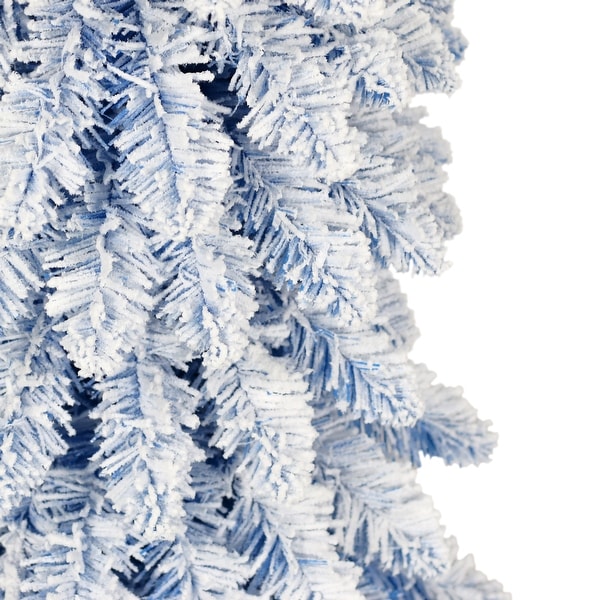 Puleo International 6 ft. PreLit Flocked Blue Artificial Alpine Pencil Tree