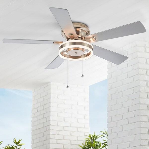 52-IN Nickel Flush Mount LED Ceiling Fan with Light Kit(5 blade) Shopping - The Best Deals on Ceiling Fans | 41673291