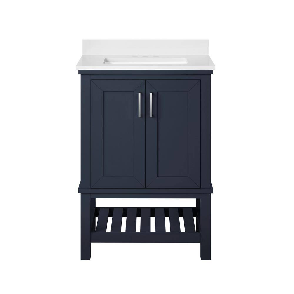 Home Decorators Collection Tupelo 24 in. W x 19 in. D Bath Vanity in Midnight Blue with Cultured Marble Vanity Top in White with White Basin Tupelo 24MB