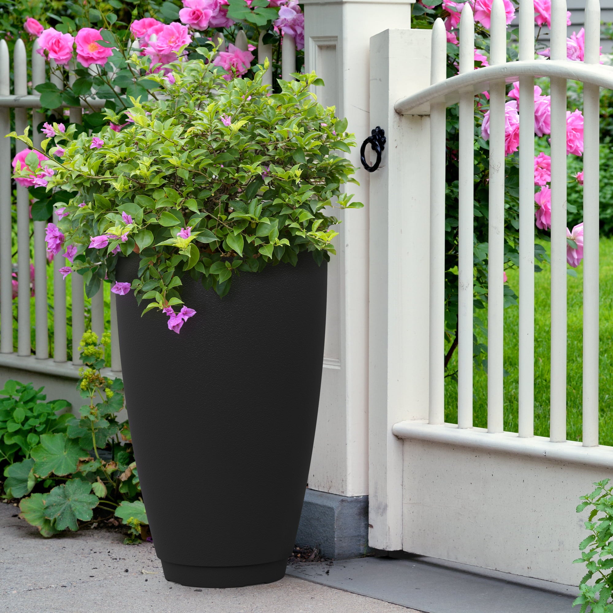 Mayne Caprio 26in x 16in Tall Planter - Black