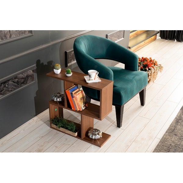 Alfa Rectangle 4 Shelves End Table， 23 inch End Table for Living Rooms