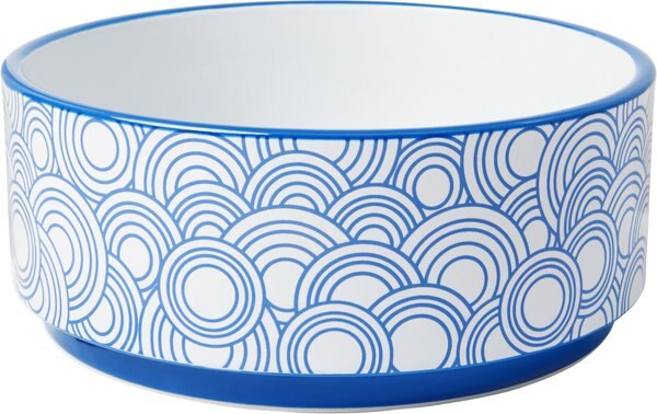 Frisco Blue Circles Non-skid Ceramic Dog and Cat Bowl