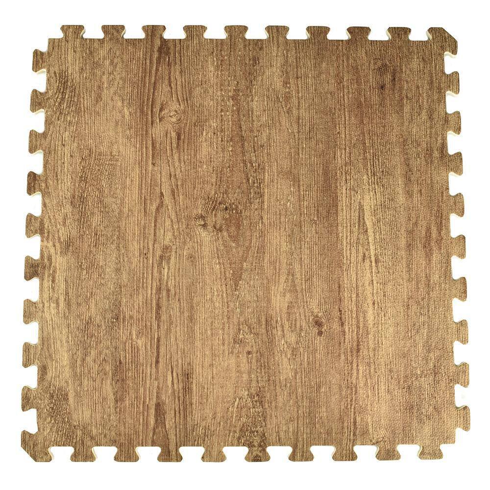 Greatmats Foam Tiles Rustic Medium Wood Grain 24 in. W x 24 in. L Foam Home Interlocking Floor Tile (58.12 sq. ft.) (Case of 15) FTWG22-RMB.15