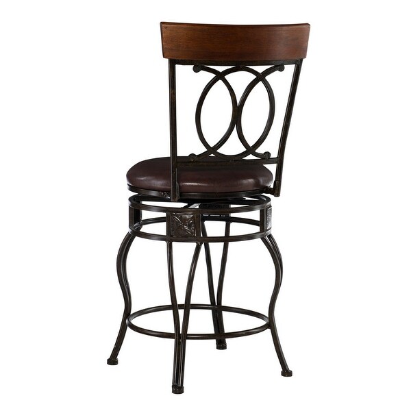 Linon Circle of Life Counter Stool with Brown PVC