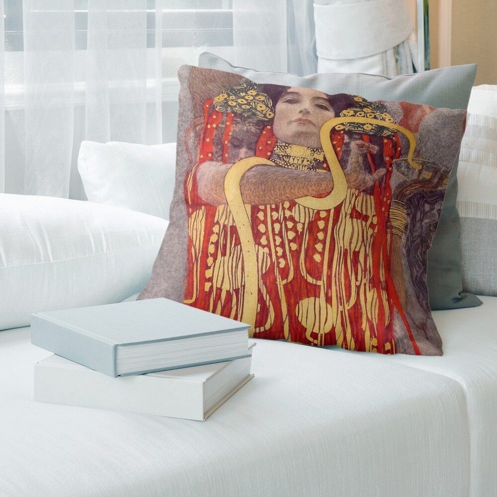 Porch   Den Gustav Klimt 'Hygeia' Throw Pillow