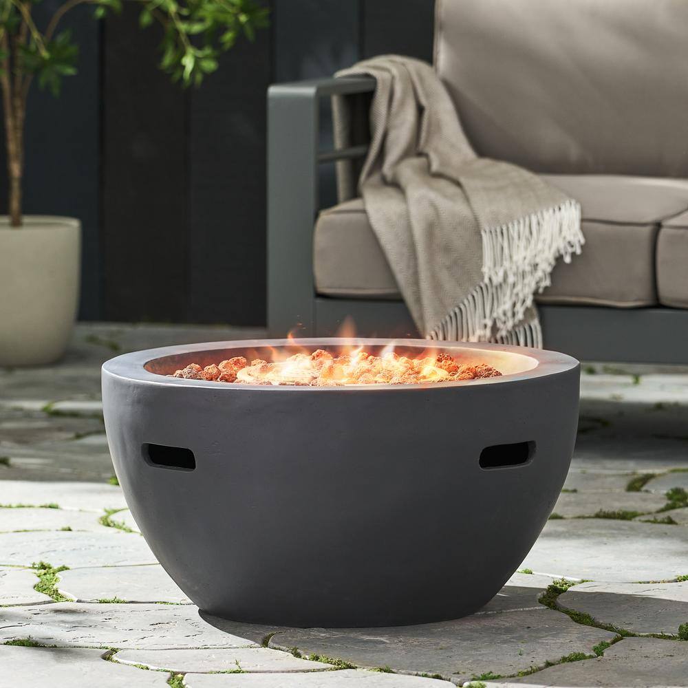 Noble House Tulip Dark Gray Stone Fire Pit Bowl (No Tank Holder) 65738