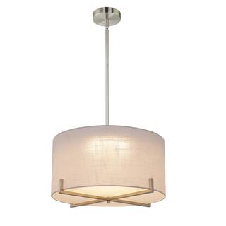 SMRTLite by NBG HOME 35-Watt Brushed Nickel Integrated LED Pendant with Fabric Shade DS18769