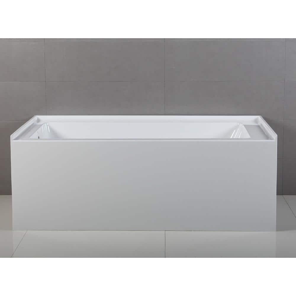 Kingston Brass Contemporary 5 ft Acrylic Left Hand Drain Rectangular Alcove NonWhirlpool Bathtub in White