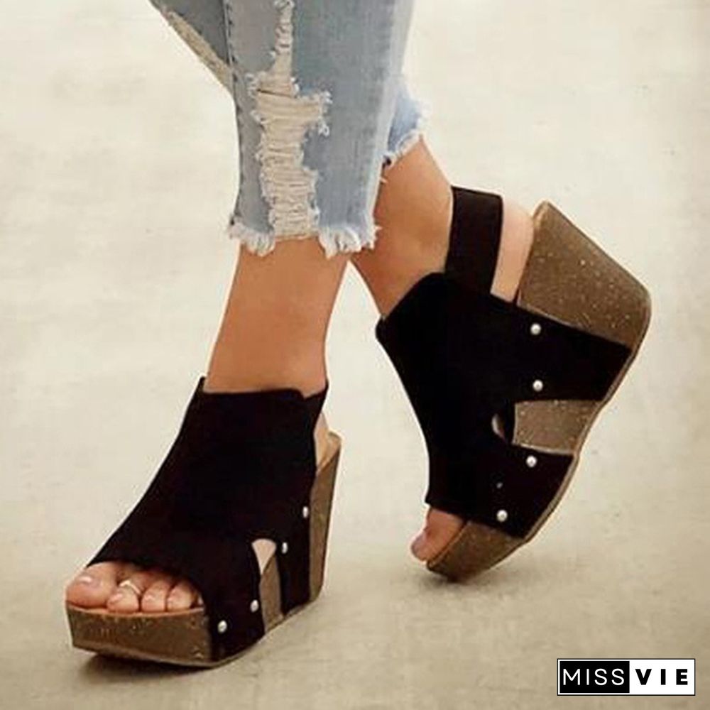 Women Wedge Shoes Open Toe High Heel Sandals Beach Platforms Sandals