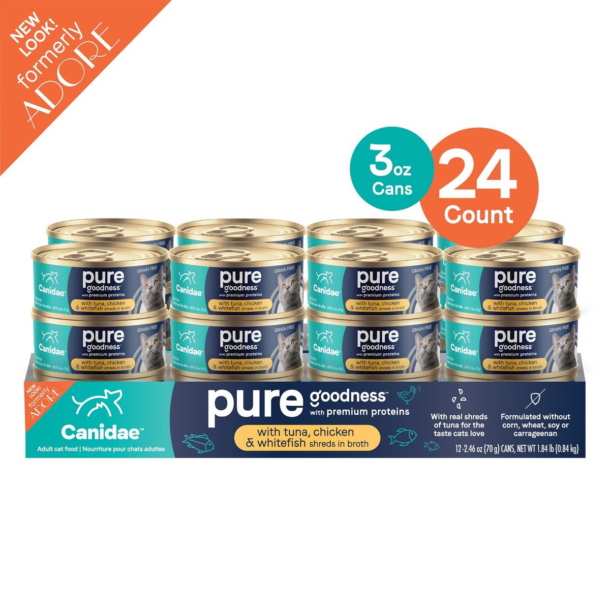 CANIDAE Adore Grain-Free Tuna， Chicken and Whitefish in Broth Canned Cat Food